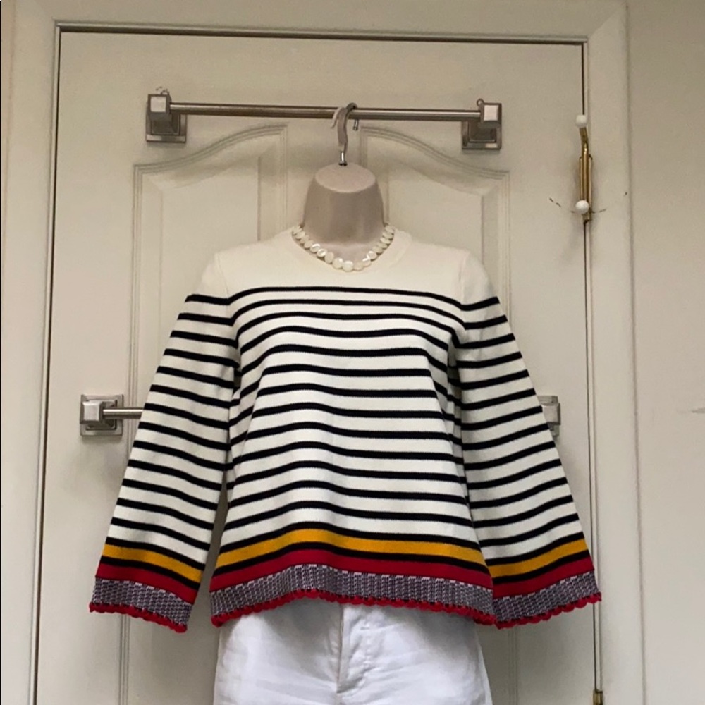 NWT crew neck sweater with black/white straps
